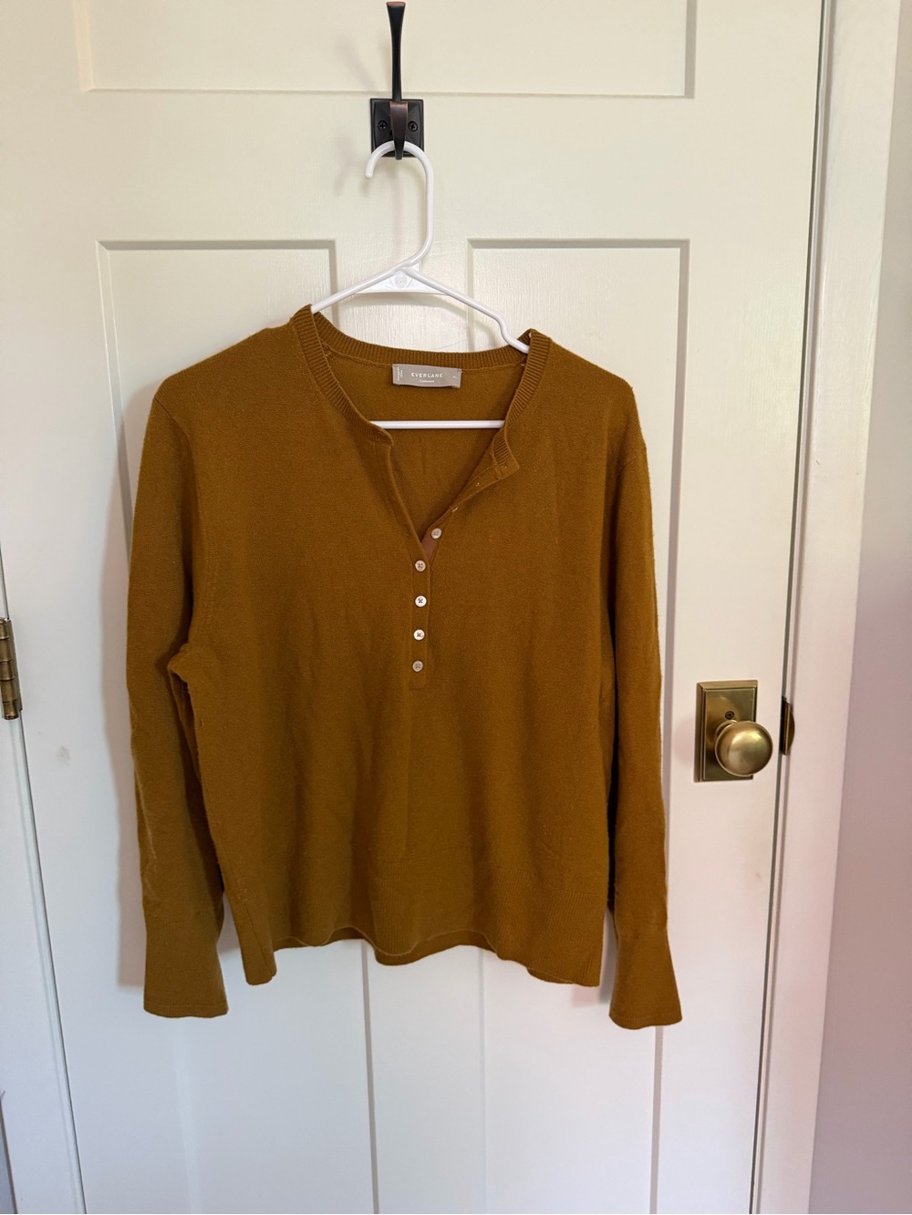 Everlane Mustard Button Henley Knit Top